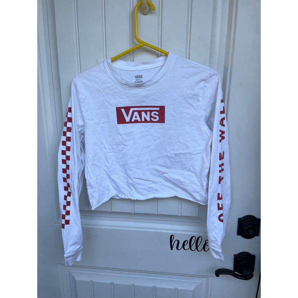 Vans white red checkered crop top women’s small - Picture 3 of 8